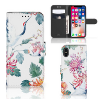 Apple iPhone X | Xs Telefoonhoesje met Pasjes Bird Flowers - thumbnail