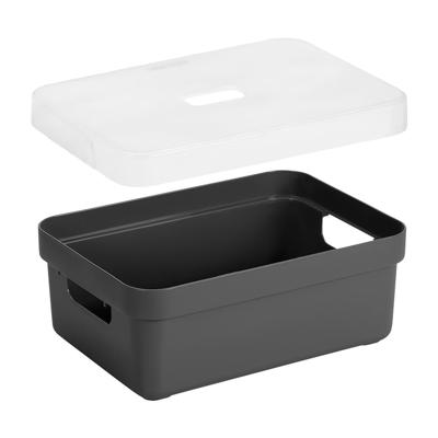 Sunware Opbergbox met transparante deksel - 1x stuks - antraciet - 9 liter - kunststof - 35x25x12