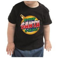 Kerstshirt Santa / Rudolf het rendier zwart peuter jongen/meisje