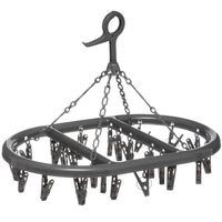 Droogcarrousel/droogmolen zwart met 24 knijpers 45 x 33 cm van kunststof - Hangdroogrek