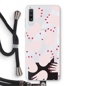 Hands pink: Samsung Galaxy A70 Transparant Hoesje met koord