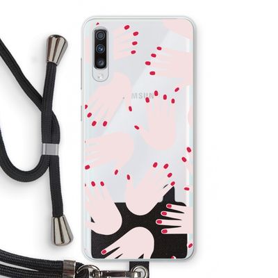Hands pink: Samsung Galaxy A70 Transparant Hoesje met koord