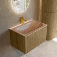 Badmeubel Mondiaz Kurve-Dlux | 70 cm | Meubelkleur Dusk | Wastafelkleur Saba | Solid surface | Wasbak midden spoelbak | 1 kraangat