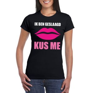 Geslaagd kus me t-shirt zwart dames