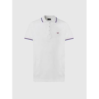 Diesel slim fit polo met contrastbies wit Diesel slim fit polo met contrastbies wit