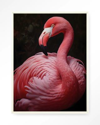 Urban Cotton Wandkleed 'Pink Flamingo' 145 x 190cm in Floating Frame - off white