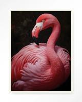 Urban Cotton Wandkleed 'Pink Flamingo' 145 x 190cm in Floating Frame - off white