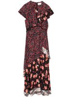 3.1 Phillip Lim robe mi-longue à fleurs - Noir - thumbnail