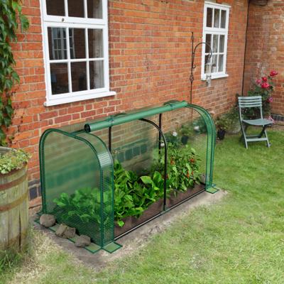 Mini-Kas Draagbare Tuinkas voor Buiten en Binnen Oprolbare Ritsdeur Waterdichte PE-Zonwering Roestvrij Metalen Frame Wit/Groen