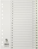 Q-CONNECT tabbladen, A4, PP, 11-gaatsperforatie, met indexblad, set van 1-20, wit