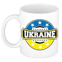 Ukraine / Oekraine vlag embleem mok / beker - wit - 300 ml