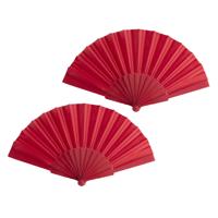 Spaanse Handwaaier - 2x - rood - 23 x 43 cm - Verkoeling waaiers voor zomerse themperatuur