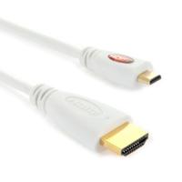 Vergulde Micro HDMI Male naar HDMI Male kabel 1.4 versie lengte: 1m(White)