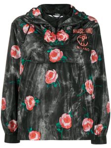 Moschino coupe-vent imprimé à capuche - Noir
