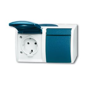 Busch-Jaeger 20/2 EW-53 Ocean (opbouw) Wandcontactdoos dubbel spatwaterdicht Blauw, Groen