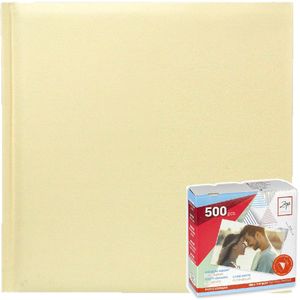 Fotoboek/fotoalbum met 20 paginas beige 32 x 32 x 2,5 cm inclusief plakkers