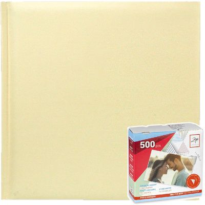 Fotoboek/fotoalbum met 20 paginas beige 32 x 32 x 2,5 cm inclusief plakkers