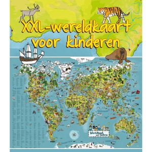 Wereldkaart dieren XXL voor kinderen   -