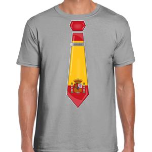 Bellatio Decorations Verkleed shirt voor heren - stropdas Spanje - grijs - supporter - themafeest 2XL  -