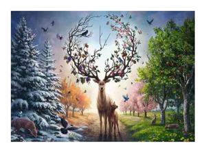 Original Ravensburger Quality Jigsaw Puzzle The magical stag and the four seasons (1000 pieces)