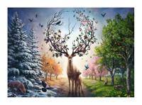 Original Ravensburger Quality Jigsaw Puzzle The magical stag and the four seasons (1000 pieces) - thumbnail