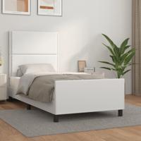 Bedframe met hoofdbord kunstleer wit 100x200 cm
