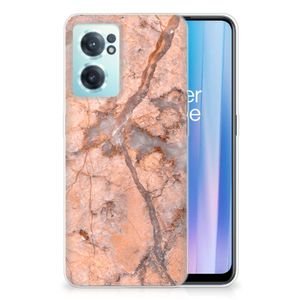 OnePlus Nord CE 2 5G TPU Siliconen Hoesje Marmer Oranje