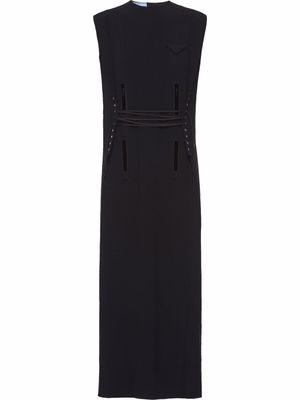 Prada robe mi-longue à détail de laçage - Noir