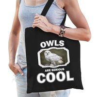 Dieren sneeuwuil tasje zwart volwassenen en kinderen - owls are cool cadeau boodschappentasje