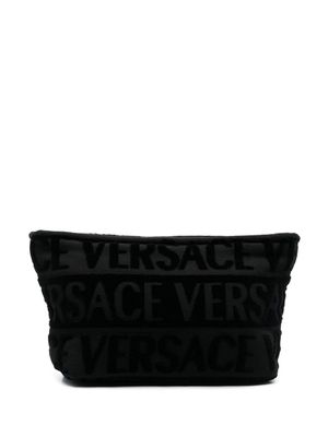 Versace trousse de toilette à logo floqué - Noir