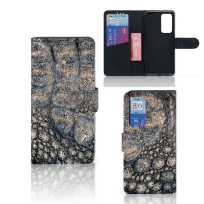 Huawei P40 | Telefoonhoesje | Met pasjeshouder | Krokodillenprint
