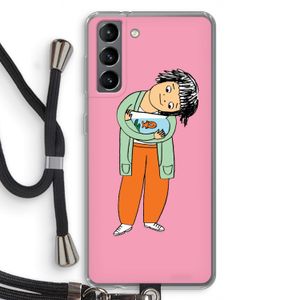 Visknuffel: Samsung Galaxy S21 Transparant Hoesje met koord