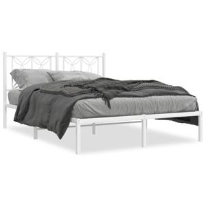 Bedframe met hoofdbord metaal wit 140x190 cm