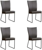 Set van 4 Donkergrijze leren industriële eetkamerstoelen Mate - Hermes Leer Antracite (donkergrijs leer)