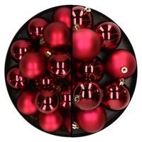 28x stuks kunststof kerstballen donkerrood 4 en 6 cm - Kerstbal