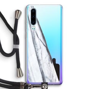 Gestreepte marmer: Huawei P30 Transparant Hoesje met koord