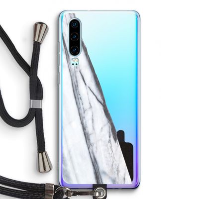 Gestreepte marmer: Huawei P30 Transparant Hoesje met koord