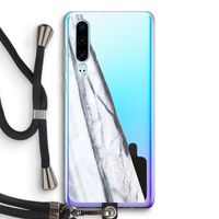 Gestreepte marmer: Huawei P30 Transparant Hoesje met koord