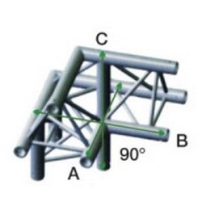 Showtec GT30-011 3-weg truss koppelstuk Apex Up, Hoek 90 + Links omlaag