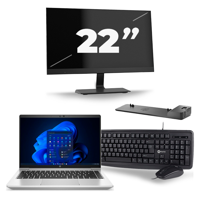 HP ProBook 640 G8 - Intel Core i5-11e Generatie - 14 inch - 16GB RAM - 256GB SSD - Windows 11 + 1x 22 inch Monitor