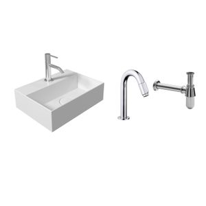 Salenzi Fonteinset Spy Glans Wit 40x30 cm Chroom (Keuze uit 20 kranen)