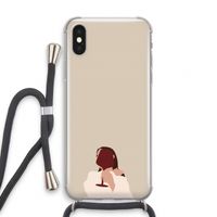 I drink wine: iPhone X Transparant Hoesje met koord