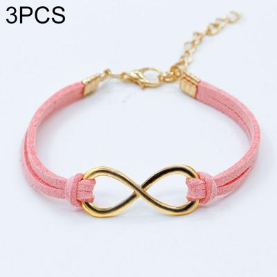 3 STKS vrouwen mode symbool Word 8 bindgaren armbanden (roze)