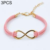3 STKS vrouwen mode symbool Word 8 bindgaren armbanden (roze)