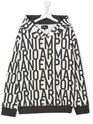 Emporio Armani Kids hoodie à logo imprimé - Blanc