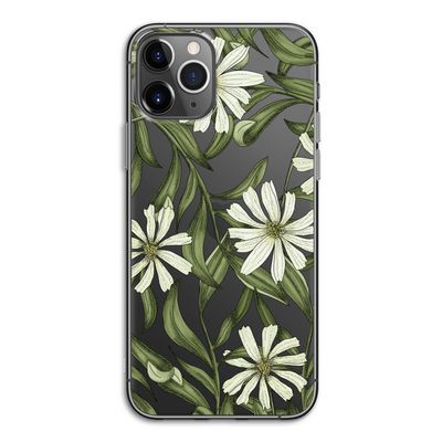 Wit bloemenpatroon: iPhone 11 Pro Transparant Hoesje