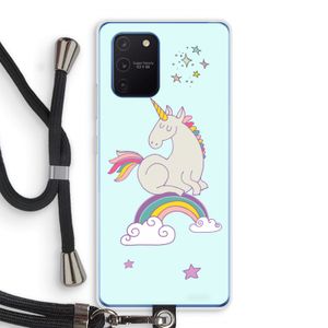 Regenboog eenhoorn: Samsung Galaxy Note 10 Lite Transparant Hoesje met koord