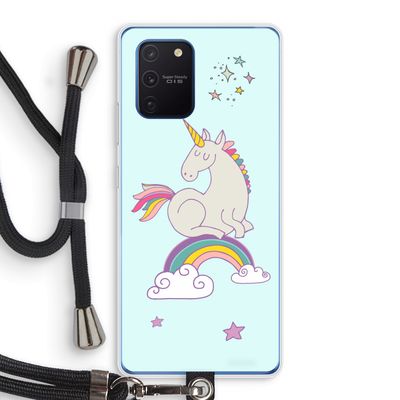 Regenboog eenhoorn: Samsung Galaxy Note 10 Lite Transparant Hoesje met koord