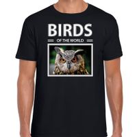 Uilen t-shirt met dieren foto birds of the world zwart voor heren
