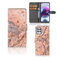 Motorola Moto G100 | Bookcase | Marmer Oranje | Portemonnee hoesje
